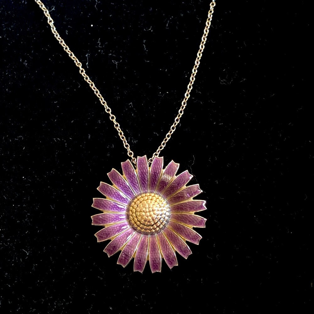 GEORG JENSEN Daisy Brooch/ Pendant Purple enamel